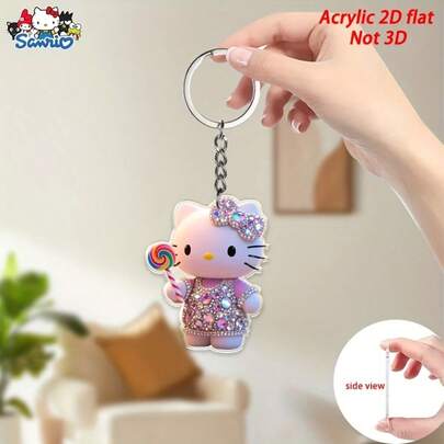 2D Acrylic Keychain: Featuring A 2D Flat Design With A Lollipop Pattern, This Keychain Makes A Great Gift For Holidays, Decorative Key Chain, Car Key Chain, Or Bag/Wallet Keychain. Suitable For Christmas And Halloween Decorations.