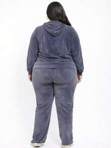 Pietra Plus Size Fleece Set, Autumn/Winter Collection, Women's Fashion, Super Versatile - Grey - View 2