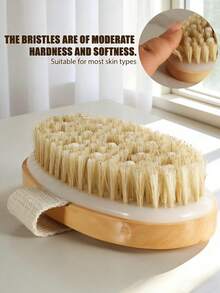 1pc Soft Bristle Massage Wooden Bath Brush, Oval Shaped With Massage Beads, Exfoliating Cleansing Bath Brush For Home, Hotel, Spa Use, 12.8CM - 1PC Natural Wood Color - View 5