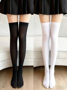 1 Pair Women's Thigh High Compression Stockings - Graduated Compression Socks, Lightweight Breathable Thigh-High Stockings - Multicolor - View 2