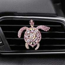 1pc/3pcs Rhinestone Inlaid Colorful Gem Turtle Decor Car Air Vent Fragrance Clip, Creative Car Interior Aroma Diffuser - 1pc-green - View 6