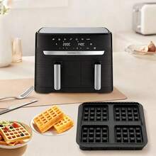 1 khuôn bánh waffle vuông - Khay nướng chống dính, phù hợp với hầu hết các loại nồi chiên không dầu 4-7 lít, có thể tái sử dụng để làm bánh waffle Bỉ, bánh pancake và đánh trứng, an toàn khi rửa bằng máy rửa chén. - Nhiều màu - Xem 5