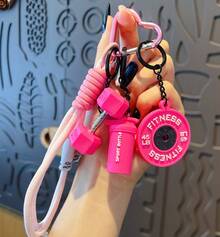 Fitness Themed Keychain Set - Dumbbell, Weight Plate & Shaker Bottle Charms For Gym Lovers - 粉色 - 查看 8