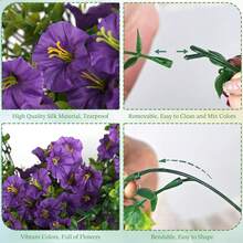 1/2/6件装人造悬挂桉树、丝质旋花藤蔓，抗紫外线绿植，适用于户外装饰，可用于周年纪念、毕业典礼、婚礼、派对、家居、办公室、门廊、花园、墙壁、春夏季节等场合。 - 牽牛花壁掛雙色-02 - 查看 2