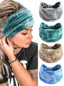 4pcs Women Paisley Pattern Fashion Hair Band For Daily Life Boho Headband,Hair Accessories For Women - Multicolor - View 3