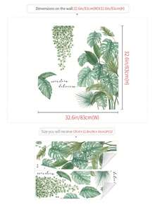 2片装绿色叶子植物墙贴，可移除门/墙壁画贴纸 - ZDB-2172-蓬萊 - 查看 3