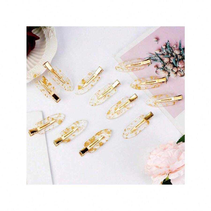4/8pcs Gold Itter Hair Clips Bridal Hairpins Bridesmaid Hair Accessories Elegant Hair Decorations Hair Accessories - 彩色 - 查看 1