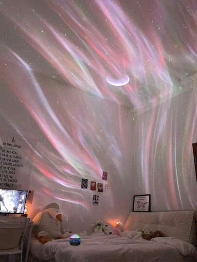 1pc LED Northern Lights Projector Lamp, Starry Sky Atmosphere Light, Multi-Color Patterns, Some With Remote Control, Galaxy Starry Sky Projector, Bedroom Night Light Projector, Home Theater, Ceiling, Gift Decor, Holiday Gift, Camping, Wedding Decor, Romantic Mood Light