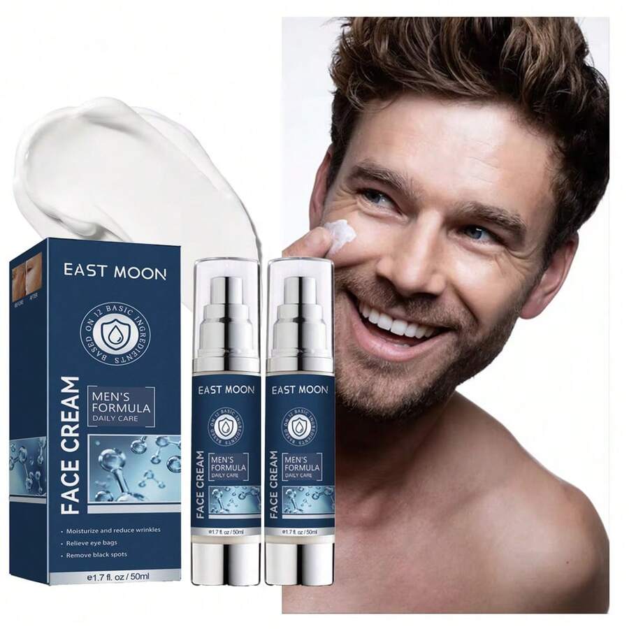 EAST MOON Men Facial Moisturizer Cream Smooth Wrinkle Firming Anti-Aging Face Neck Fine Lines Removal Shrink Pores Control Oil Lighten Dark Circles Eye Bags Even Skin Tone Refreshing Younger Multifunctional Skincare Products For Daily Use - Men's Facial Moisturizer Cream - View 1