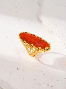 Elegant & Beautiful Luxury Women's Red Gemstone Ring - Adjustable Open Size - Red - View 4
