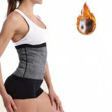 Adjustable Zipper Waist Trainer, Breathable Sweat-Wicking Fabric, Suitable For Fitness, Yoga, Running And Daily Wear, High-Waist Design, Zipper Closure - Grey - View 6