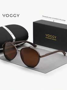VOGGY 时尚极简复古金属 TR90 UV400 偏光太阳镜，男女通用，适合运动驾驶、户外骑行、钓鱼、旅行、派对装饰道具及礼品 - 彩色 - 查看 11