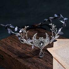 Handmade Fairy Antler Crown Elf Flower Headpiece Woodland Leaf Tiara Circlet Forest Headband For Renaissance Halloween Cosplay Festival Accessory Green - Multicolor - View 7