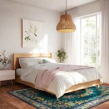 Moderner Boho-Wohnzimmerteppich, Kurzflor, Rutschfest & Waschbar, Weicher Teppich für Schlafzimmer - Ein dunkelgrünes Stück - Übersicht 7