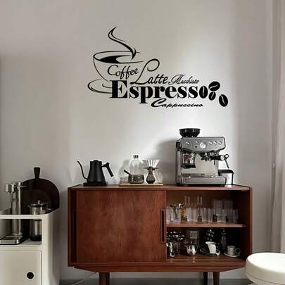 1 miếng dán tường nghệ thuật tối giản chủ đề cà phê, decal PVC chống thấm nước, tự dính, có thể tháo rời, thích hợp cho nhà bếp, quán cà phê, văn phòng và trang trí nhà cửa.