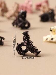 10/20/30pcs Retro Splatter Twist Small Hair Claw Clips, Cute Minimalist Hair Claw Bangs Clamp For Women - Multicolor - View 3