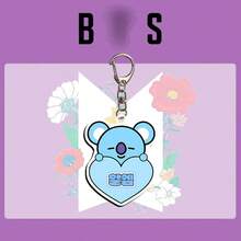 1件套BT21可爱心形亚克力钥匙扣，Koya RJ Shooky Cooky Tata Chimmy Mang包包挂饰，适合ARMY粉丝，耐用动漫周边，完美礼物 - 彩色 - 查看 14