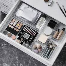 Bộ 10 hộp đựng mỹ phẩm bằng acrylic trong suốt - Đa chức năng, không cần nguồn điện, dùng để đựng đồ trang điểm, chăm sóc da và sản phẩm làm đẹp trên bàn làm việc và trong ngăn kéo. - mô hình tinh thể trong suốt - Xem 2