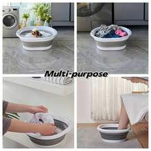 Foldable Pet Bathtub, Small Dog Bathing Basin With Drain, Collapsible Wash Tub, Laundry Basket, Cat & Dog Bathtub - Multicolor - View 7