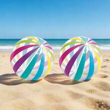 1pc Inflatable Clear Striped Ball, Outdoor Beach Water Game Ball, Thickened PVC Portable Foldable Round Ball, Suitable For Swimming Pool And Beach Party Activities - Multicolor - View 8