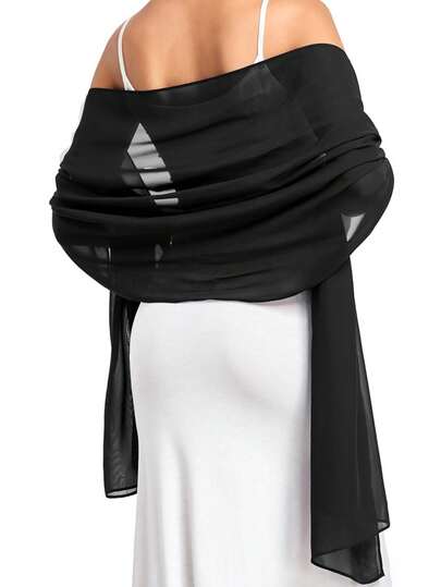 1条女士纯色围巾，女士休闲头巾，雪纺头套，适合日常佩戴