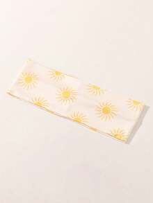 1-5条装 女士时尚春夏向日葵、海星、贝壳印花弹力发带，可作化妆洗脸发带，运动发带 - 彩色 - 查看 9