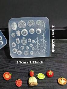 1 pieza Molde de arte de uñas con forma de fruta linda, mini tomate, tomate cherry, fresa, arándano, naranja, limón, molde de silicona transparente - transparente - Ver 5