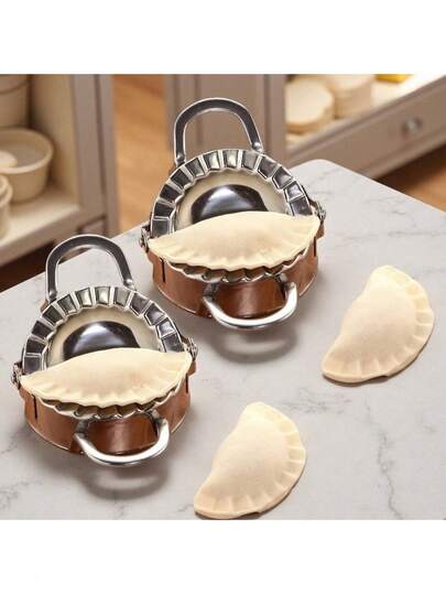 2pcs Stainless Steel Dumpling Maker - Easy-To-Use Press And Cutting Tool For Perfect Dumplings, Pies, And Pastries - Essential Kitchen Gadget For Effortless Food Preparation, Dumpling Maker, Dumpling Mold, Homemade Dumplings, Compact Design, Sturdy Construction, Foodsafe Material, Professional Chefs, Cooking Enthusiasts