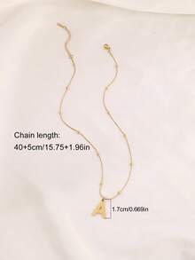 1 pieza Collar con colgante de letra de acero inoxidable de moda para mujer, colgante con inicial en mayúscula, joyería de regalo - collar - Ver 2