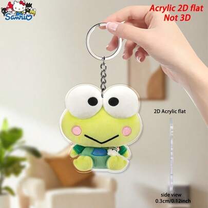 1个2D卡通青蛙钥匙扣 - 可爱亚克力青蛙吊坠带环，文化饰品（情人节、生日礼物、背包/钱包装饰）