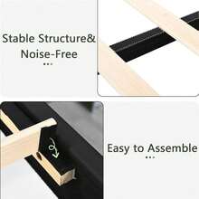 Floating Bed Frame With LED Light, Upholstered Platform Bed With PU Leather, Noise-Free, Easy Assembly, Full/ Queen/ King, Black/ White ( USB LED Strip) - 黑色 - 查看 4