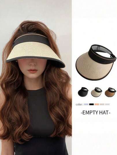 1 chiếc mũ rộng vành gấp gọn dành cho nữ, thoáng khí, thích hợp cho hoạt động ngoài trời và bãi biển, mùa hè.