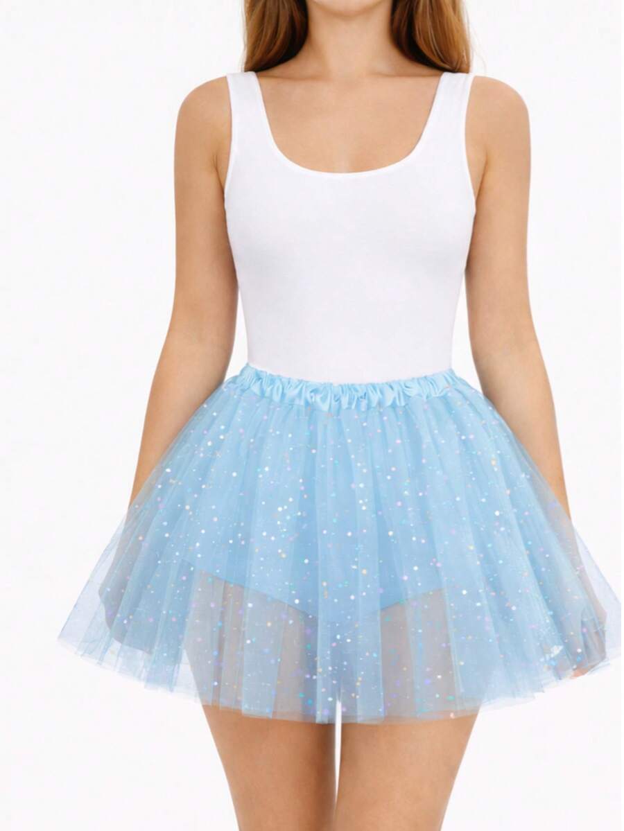 Saia Tule Carnaval - Azul bebê - Visão 1