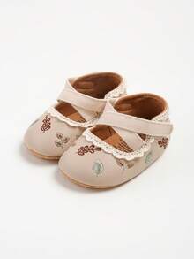 Newborn Infant Girls' Mary Jane Shoes, Non-Slip Sole Ballet Flats, Princess Dress Shoes, Infant Toddler First Walking Shoes - Apricot - View 14