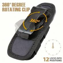 2个装战术360°旋转手电筒套，耐用尼龙材质，内衬潜水布，适用于复活节、独立日、感恩节、圣诞节、万圣节 - 黑色 - 黑色 - 查看 7