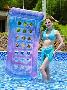 21-Hole Sequin Inflatable Floating Hammock Chair, Adult Water Floating Swimming Ring Pool Toy, Pool Inflatable, Beach Essentials, Pool Float - Multicolor - View 3