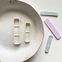 Boho Aesthetic Bar & Teardrop Clay Cutter Set, Botanical Textured Polymer Clay Cutters, DIY Craft Tools For Clay Jewelry Making - White - View 7