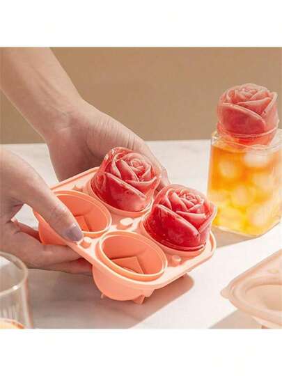 1pc Rose Ice Cube Mold, Multi-Purpose Chocolate, Jelly, Ice Cube Tray, RV Party Kitchen Refrigerator Supplies, Suitable For Bakery, Back To School Supplies, Summer Ice Bin & Tray, Kitchen Accessories,Ice Cube Trays Easy-To-Release Silicone Ice Cube Makers, For Cooling Cocktails, Whisky, Bourbon And Homemade Juices