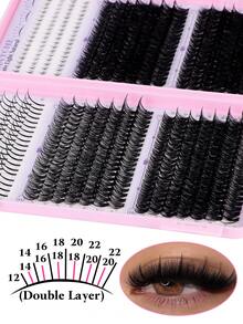 712/670/200 piezas Conjunto de pestañas postizas gruesas y con púas (incluidas las pestañas inferiores), longitud de 5-16 mm, efecto voluminoso de rizo D. Incluye tutorial de pestañas postizas segmentadas DIY adecuado para principiantes para crear un aspecto de pestañas densas y elásticas. - Rosa - Ver 8