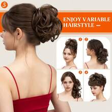 Moño Sintético Despeinado con Peineta Lateral, Postizo Ondulado Natural, Versátil y Ajustable para Mujer VJ6L - 2T30 - Ver 9