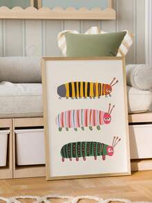 1幅帆布防水墙画海报，多巴胺蝴蝶图案，适合儿童房装饰，色彩缤纷的昆虫墙画，可爱动物艺术海报，昆虫系列，自然插画，婴儿房装饰，新生儿礼物或婴儿房装饰佳品，学前海报 - 彩色 - 查看 5