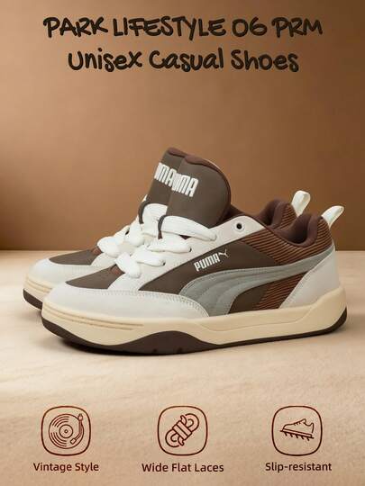 Puma Giày thể thao cổ thấp unisex, kiểu dáng Park Lifestyle OG PRM phối màu retro tương phản, thích hợp cho sinh hoạt hàng ngày, đi làm, đi học, mã sản phẩm 405264-02