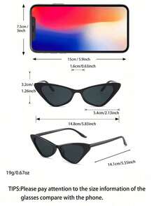Vintage Rectangular & Oval Cat Eye Frame Combination, Plastic Fashion Classic Decorative Fashion Glasses For Outdoor Travel - Black - View 3