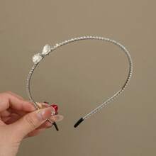 1 szt. Elegancka opaska na głowę z kokardą i kryształkami, minimalistyczny i wyrafinowany dodatek dla kobiet, odpowiednia do noszenia na co dzień, na imprezy, wesela, święta, opaska na prezent - Srebro - Zobacz 5