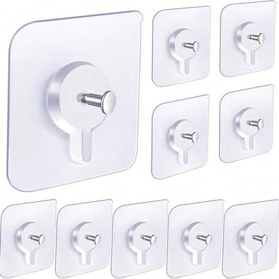 Adhesive Hooks For Wall(13lb Max), Wall Hangers Without Nails For Photos Frames, Utility Waterproof And Oil Resistant Hooks For Kitchen, Bathroom, Home And Office -20 Pack