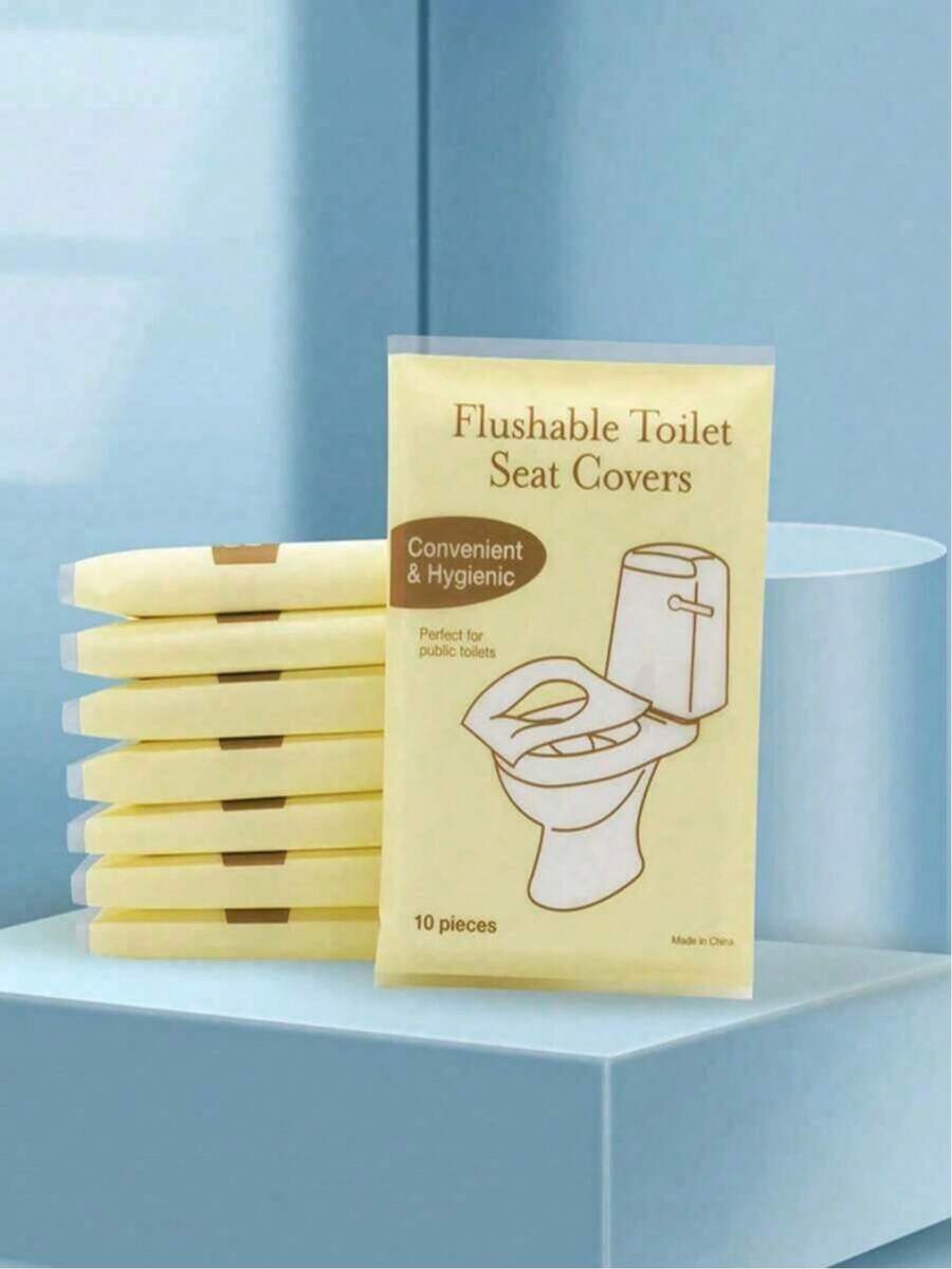 60pcs/Pack Disposable Toilet Seat Covers, Thick Waterproof Reusable, Travel Toilet Paper Covers For Public Restrooms, Camping, Flights - 10 Tablets - View 1