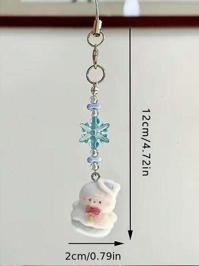 可爱手机链 | 雪花雪人设计，灵感源自爱与浩瀚宇宙，动漫爱好者的完美之选，PP材质，笑脸雪人，植绒小吊坠，精致手机链，包包配饰，送朋友的礼物，小众CCD吊坠