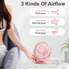 Sweetfull Mini Desktop Electric Fan, 3-Speed Adjustable/USB Cable Powered/With Hook/Suitable For Spring And Summer Use, Applicable For Study, Bedroom, Living Room, Office, Lounge - USB Powered Version - View 4