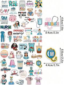 50pcs Nurse Sticker For Laptop LuggagePhone Notebook Fridge Waterproof Diy Decoration Sticker - 查看 6