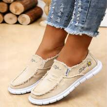 Four-Season Unisex Canvas Slip-On Shoe, Comfortable And Versatile, Low-Top, With A Soft Sole - 米色 - 查看 4
